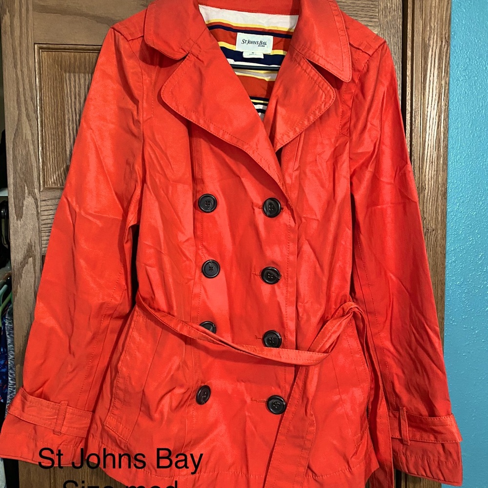 Orange Rain Coat with Tie